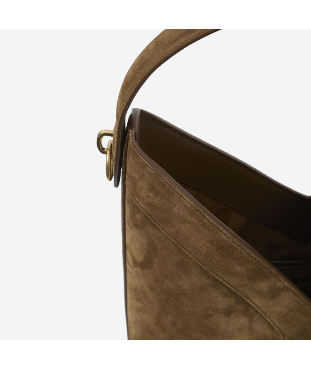 SAINT LAURENT Коричневая замшевая сумка тоут, фото 4