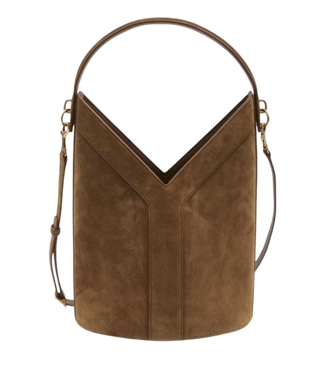 SAINT LAURENT Коричневая замшевая сумка тоут, фото 1