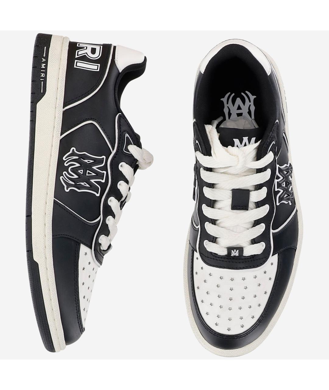 AMIRI Черные кожаные низкие кроссовки / кеды, фото 2