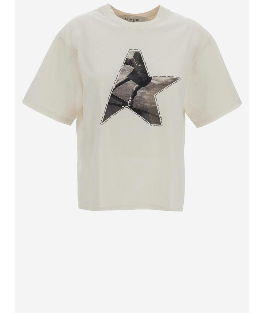 GOLDEN GOOSE DELUXE BRAND Белая хлопковая футболка, фото 4