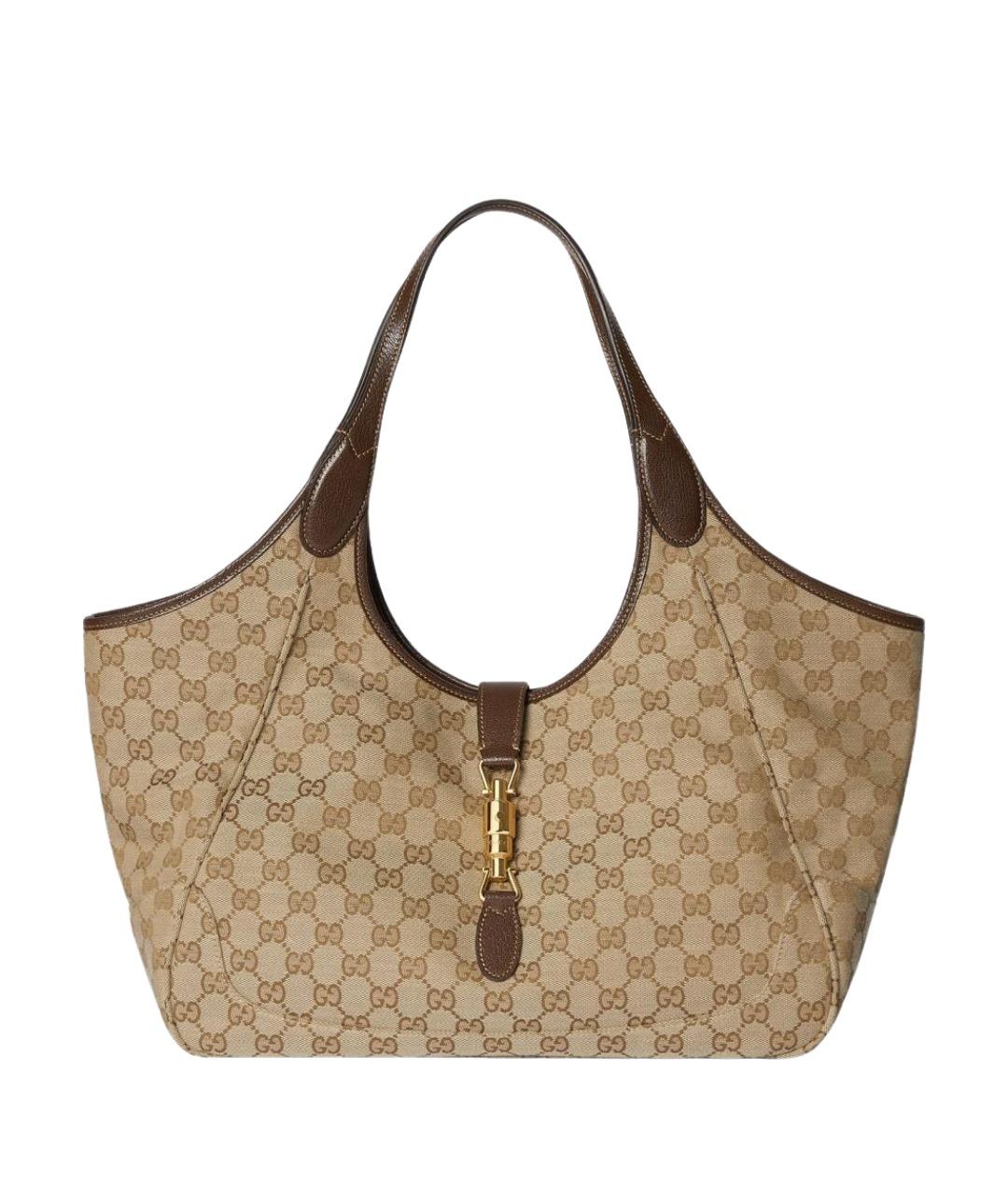 GUCCI Бежевая тканевая сумка тоут, фото 1