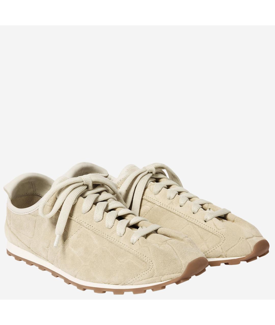 JACQUEMUS Бежевые замшевые кроссовки, фото 3