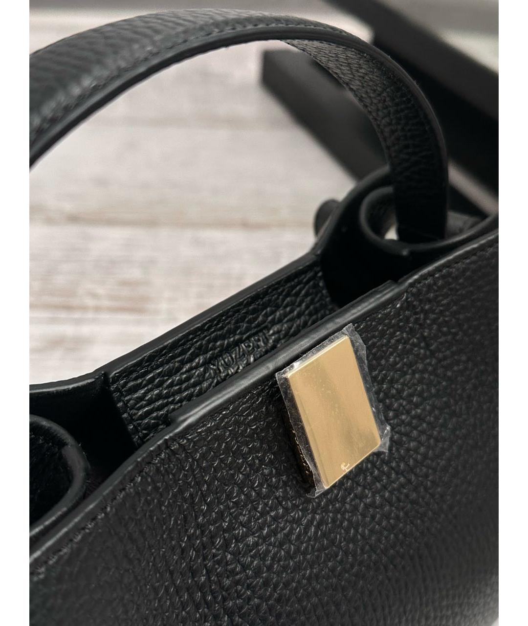YUZEFI Черная кожаная сумка с короткими ручками, фото 5