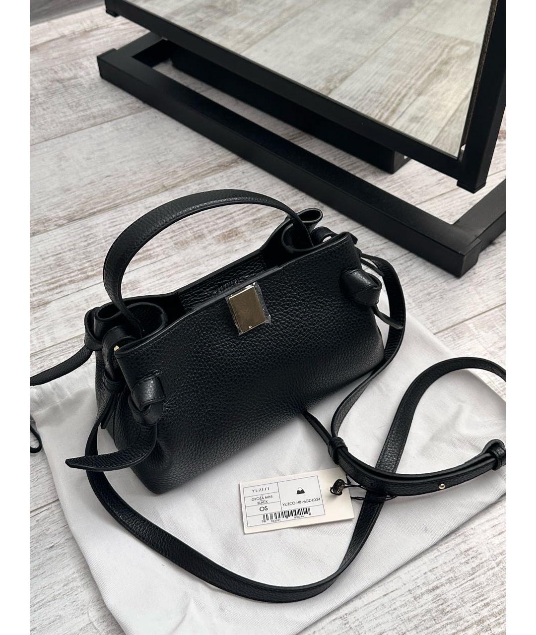 YUZEFI Черная кожаная сумка с короткими ручками, фото 8