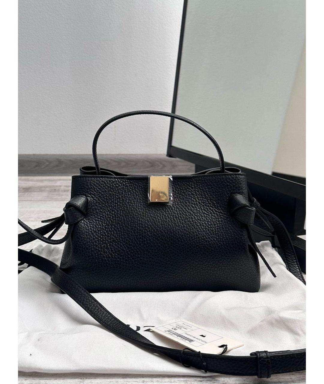 YUZEFI Черная кожаная сумка с короткими ручками, фото 2