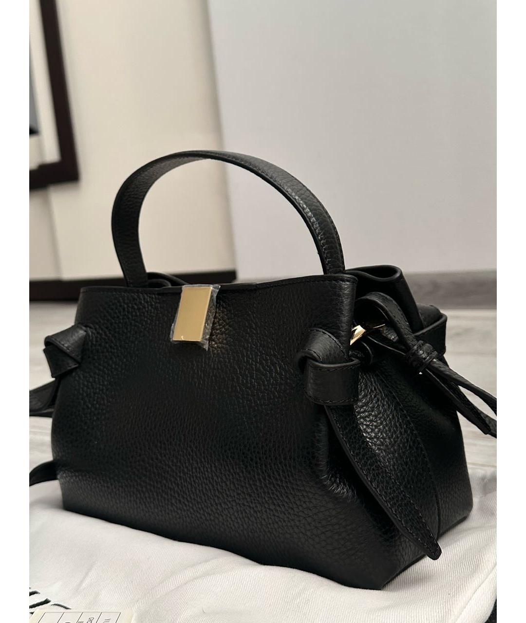 YUZEFI Черная кожаная сумка с короткими ручками, фото 3