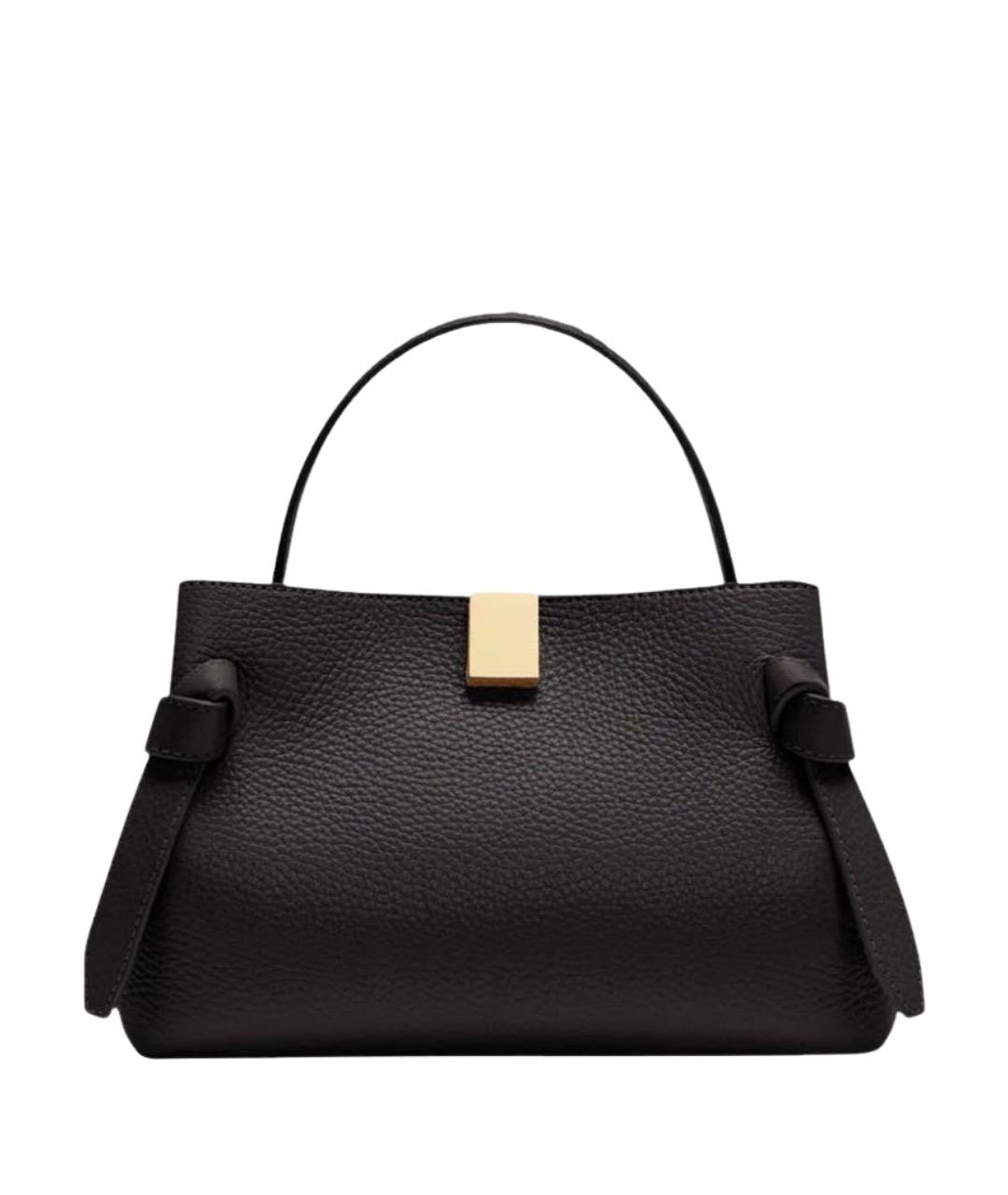 YUZEFI Черная кожаная сумка с короткими ручками, фото 1