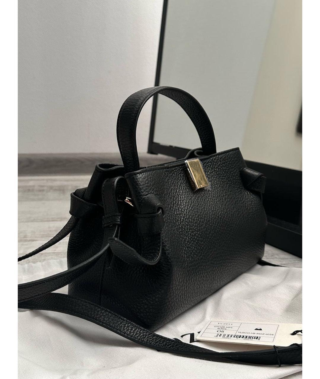 YUZEFI Черная кожаная сумка с короткими ручками, фото 4