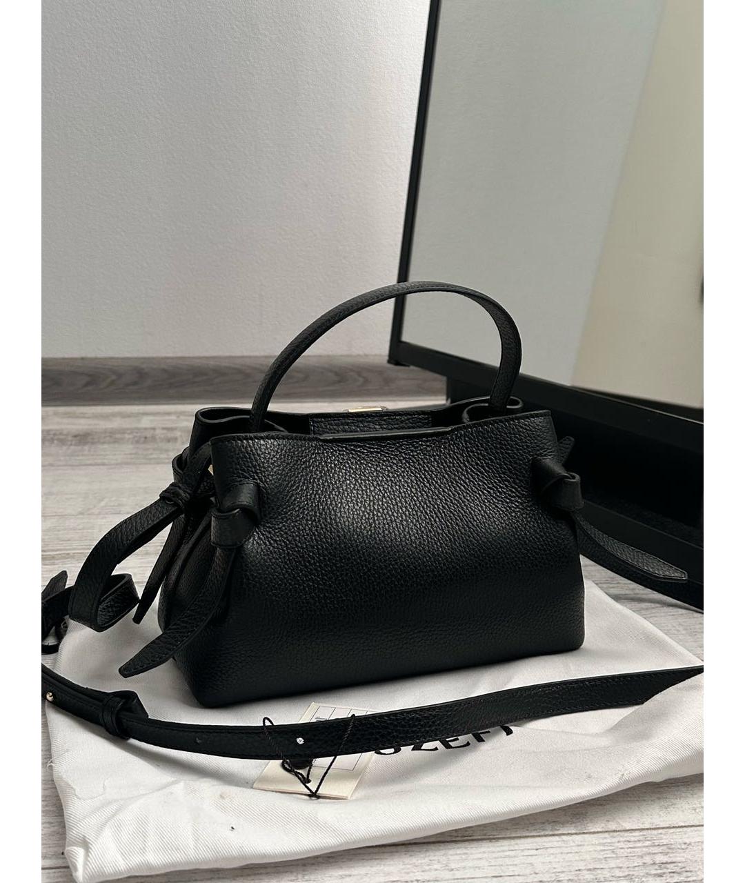 YUZEFI Черная кожаная сумка с короткими ручками, фото 6