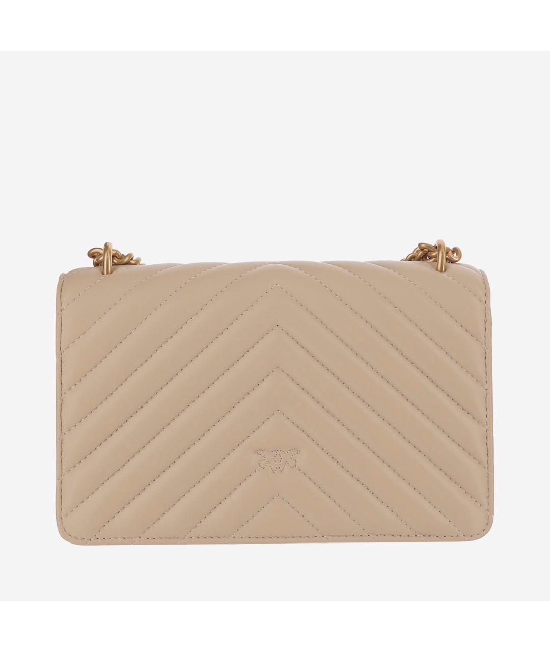 PINKO Бежевая кожаная сумка через плечо, фото 3