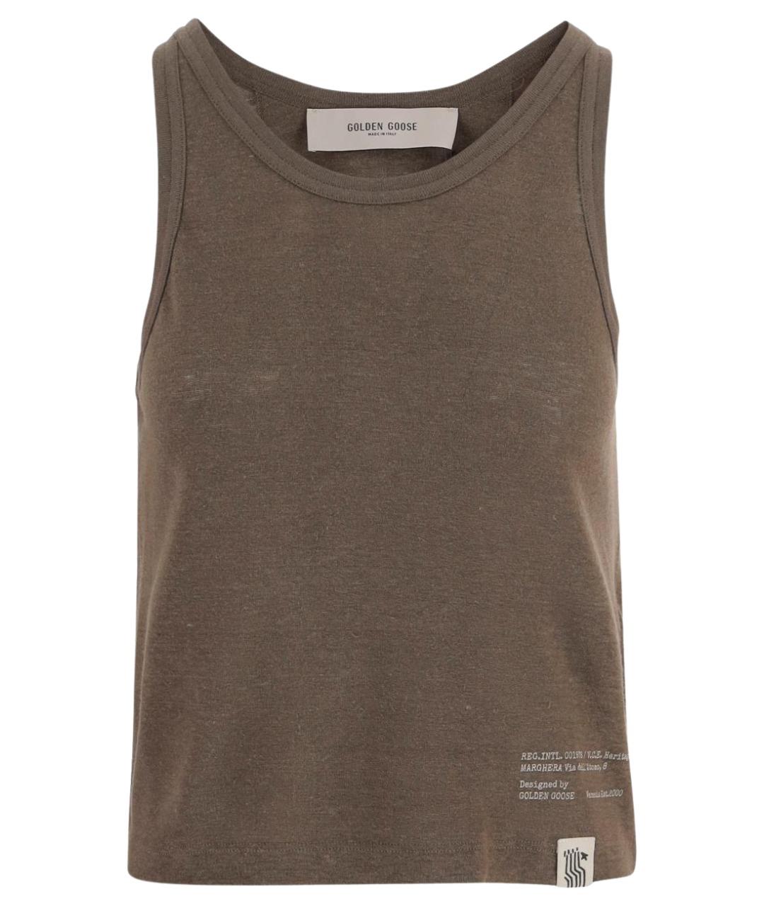 GOLDEN GOOSE DELUXE BRAND Коричневая льняная майка, фото 1