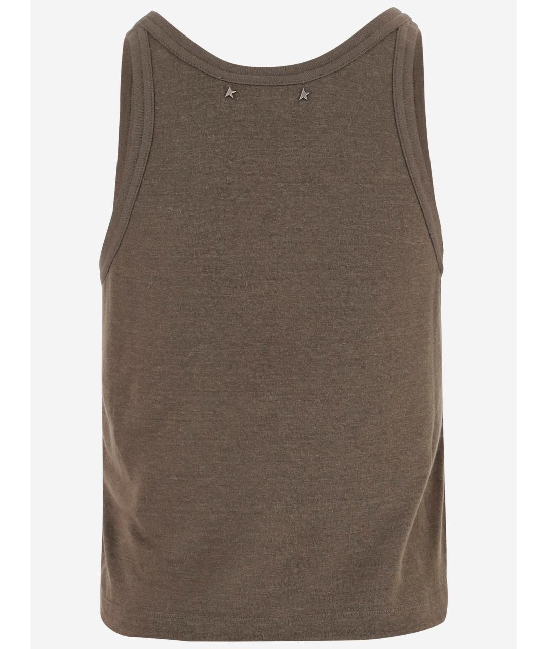 GOLDEN GOOSE DELUXE BRAND Коричневая льняная майка, фото 2