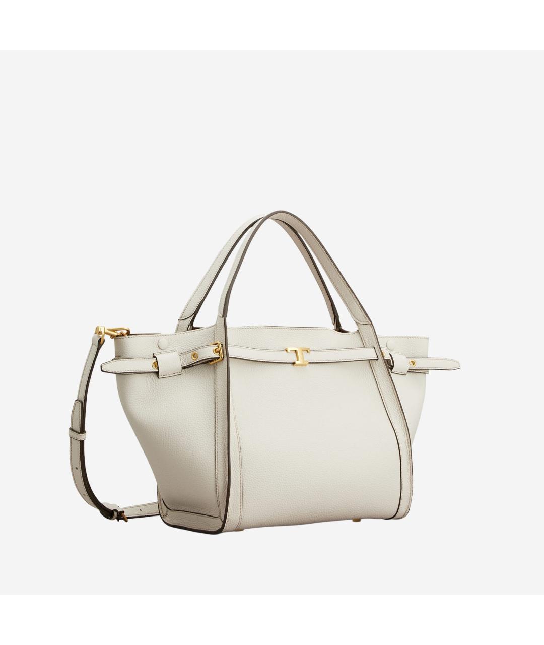 TOD'S Белая кожаная сумка тоут, фото 2