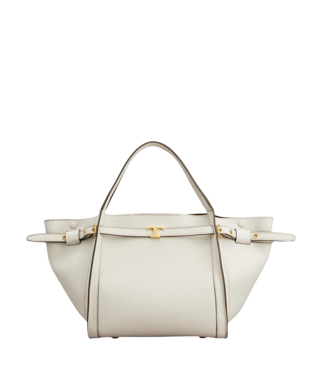 TOD'S Белая кожаная сумка тоут, фото 1