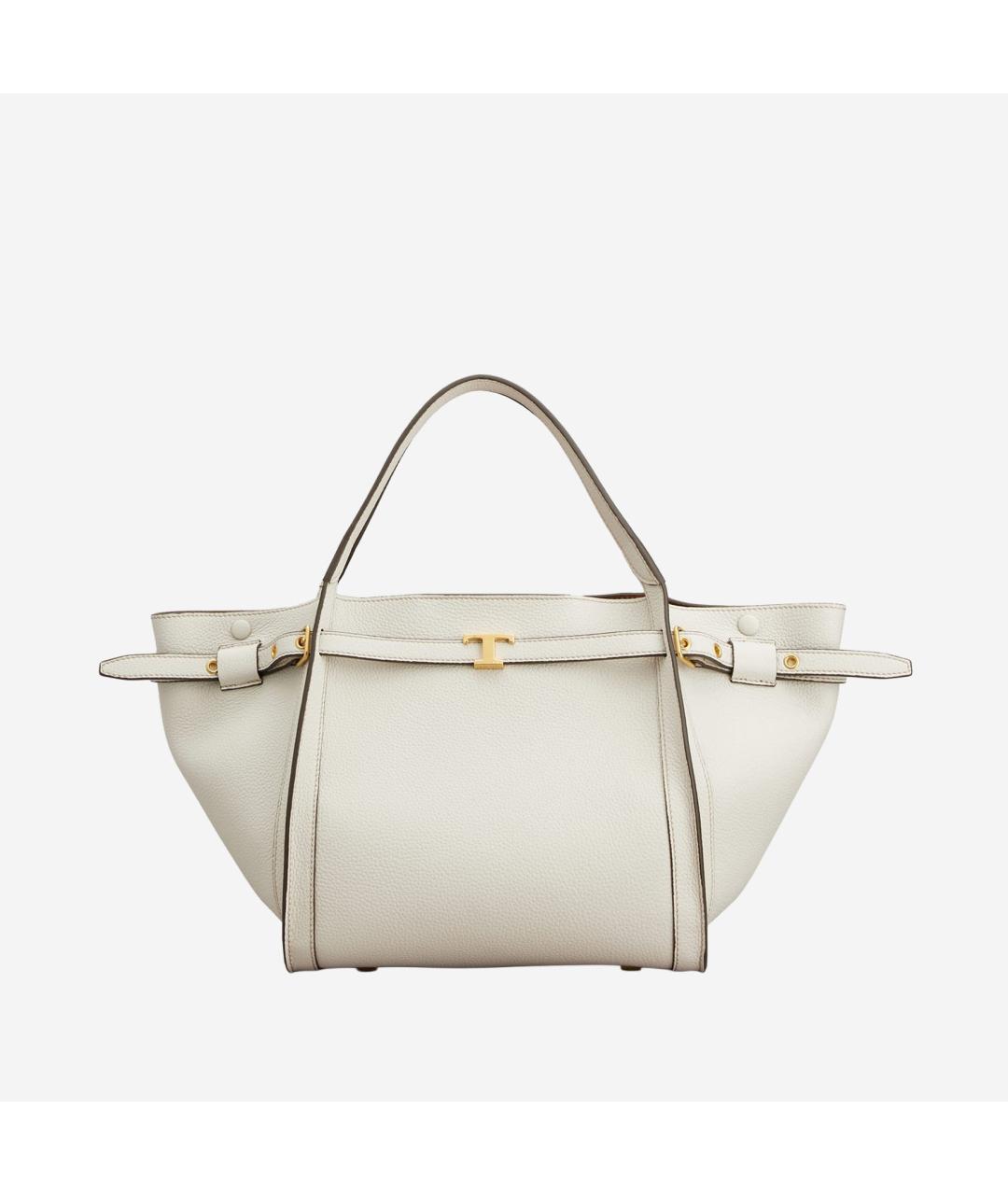 TOD'S Белая кожаная сумка тоут, фото 5