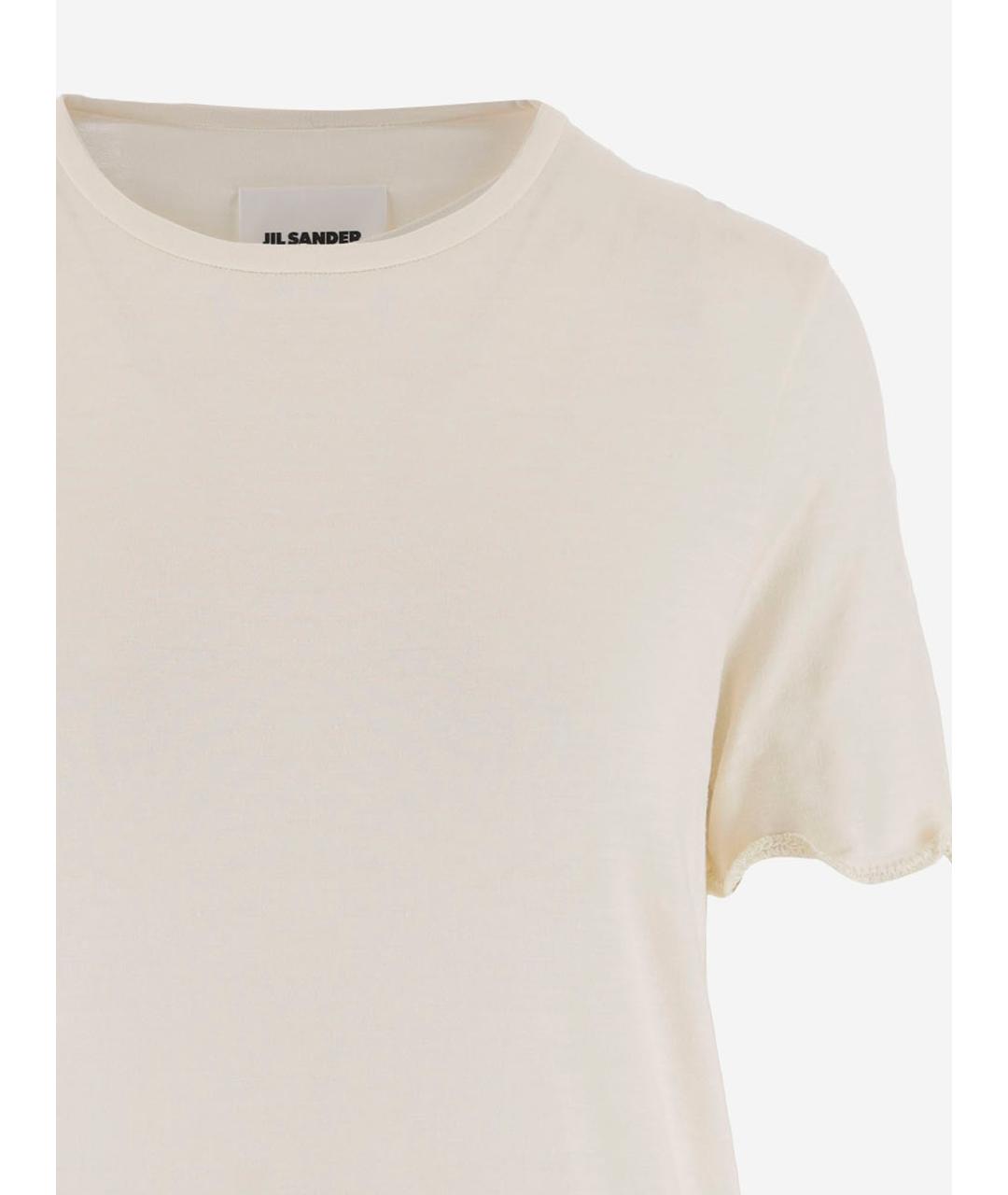 JIL SANDER Бежевая шелковая футболка, фото 3