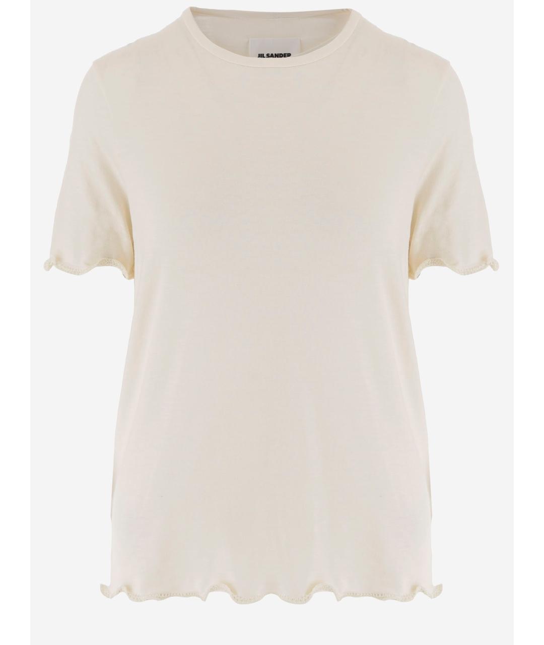 JIL SANDER Бежевая шелковая футболка, фото 4