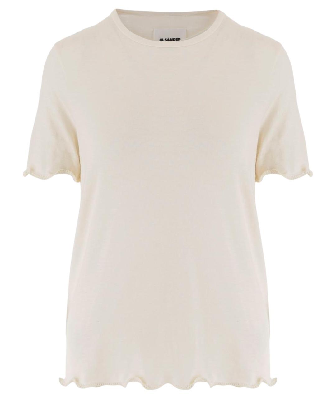 JIL SANDER Бежевая шелковая футболка, фото 1