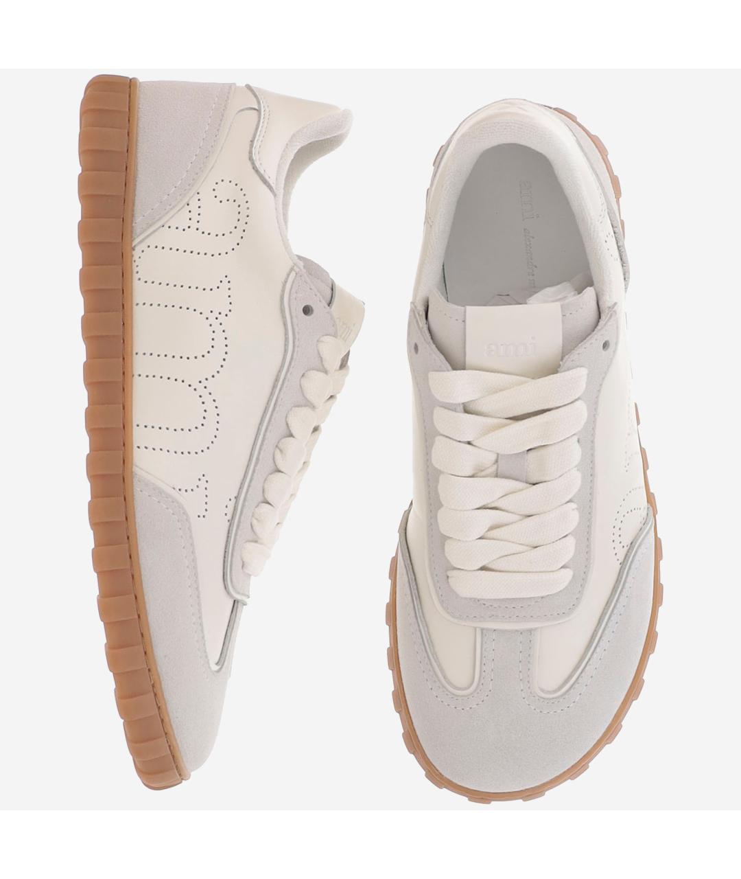 Ami Paris Белые замшевые низкие кроссовки / кеды, фото 2