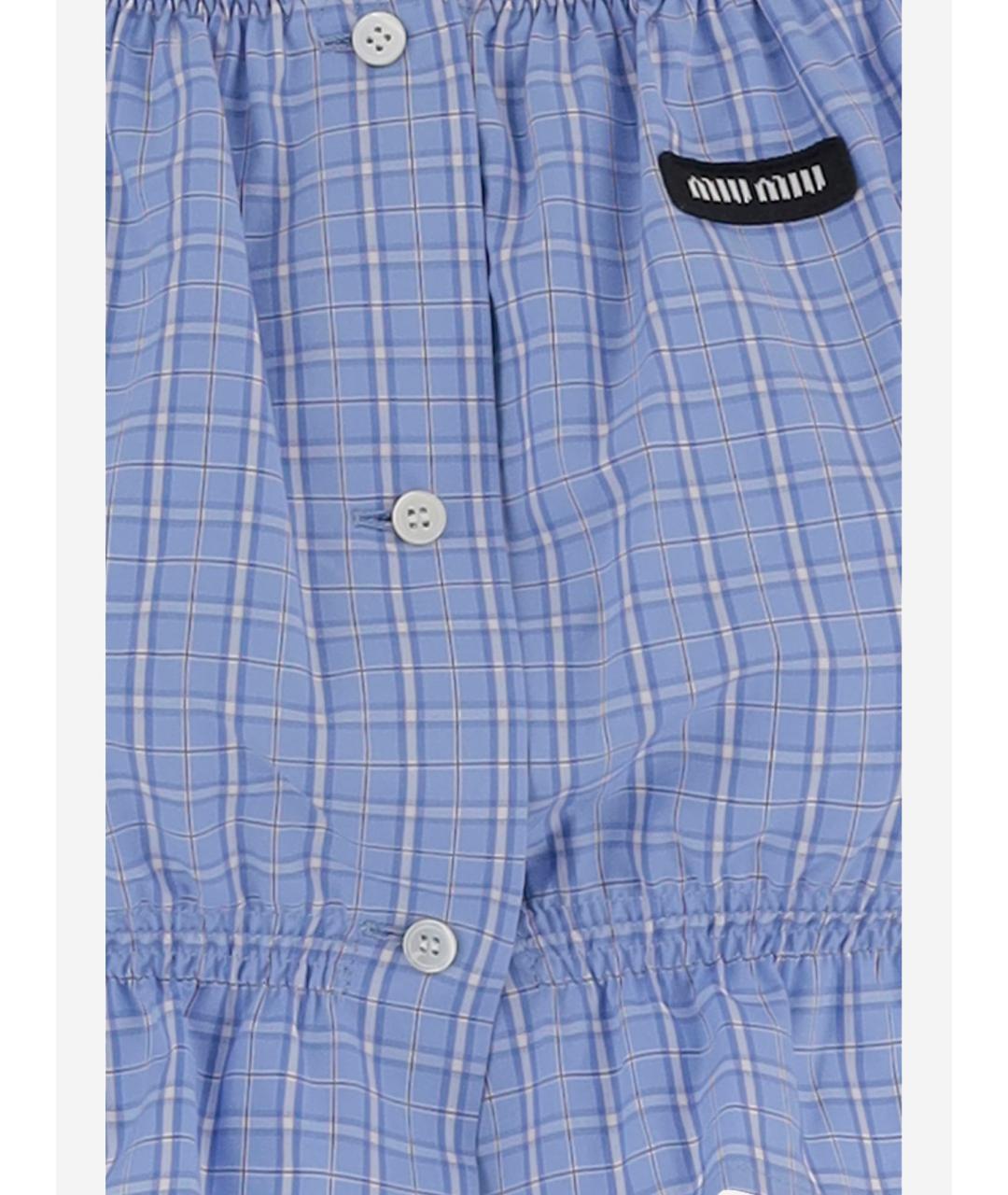 MIU MIU Голубая хлопковая майка, фото 3