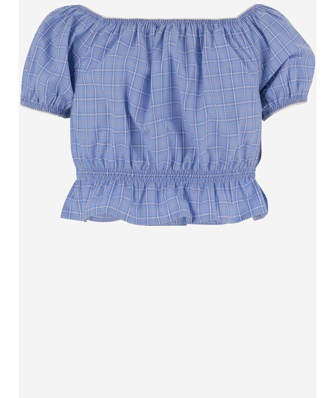 MIU MIU Голубая хлопковая майка, фото 2