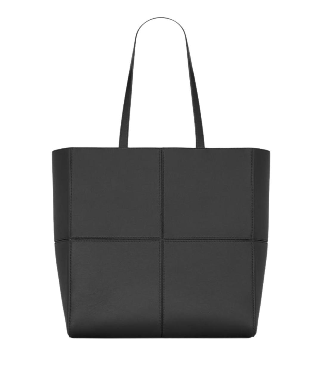 SAINT LAURENT Черная кожаная сумка тоут, фото 1