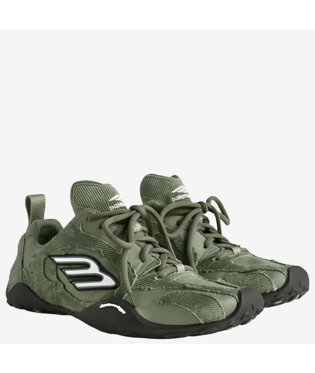 BALENCIAGA Хаки текстильные низкие кроссовки / кеды, фото 3