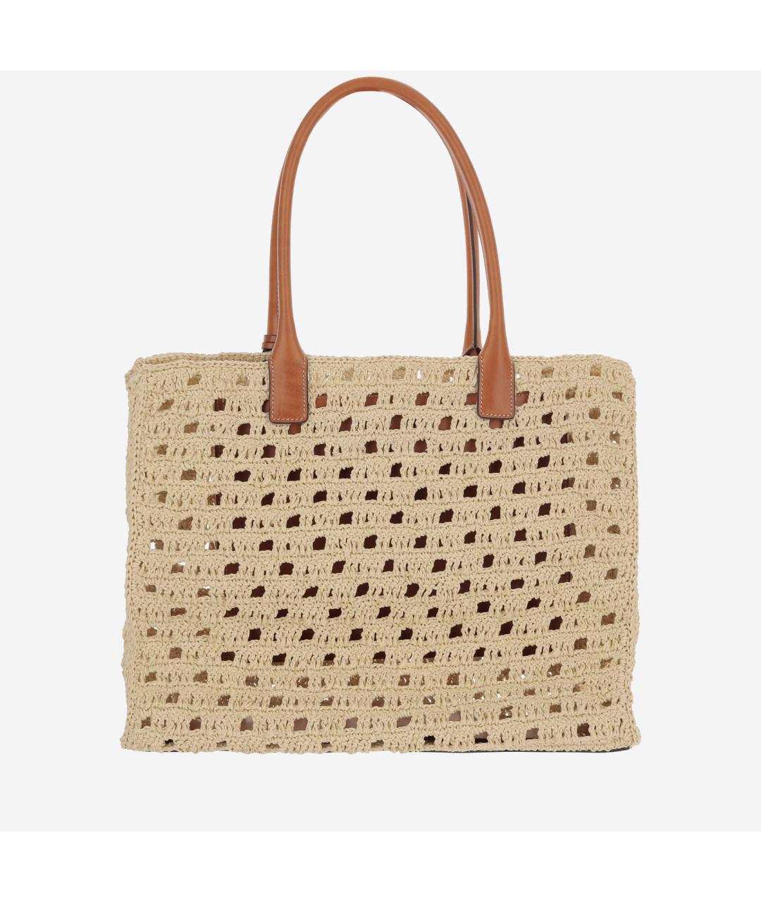 VERSACE Бежевая пелетеная сумка тоут, фото 3