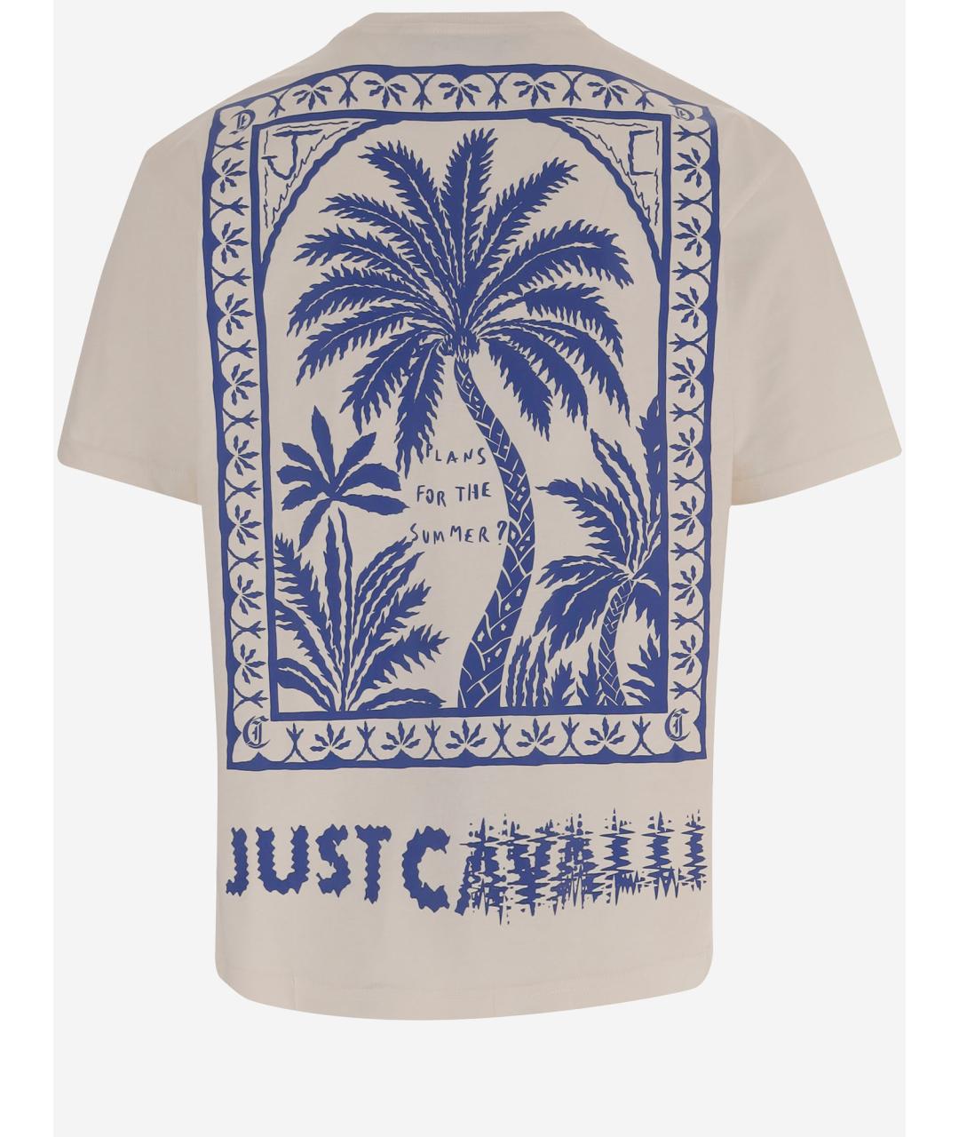 JUST CAVALLI Бежевая хлопковая футболка, фото 2