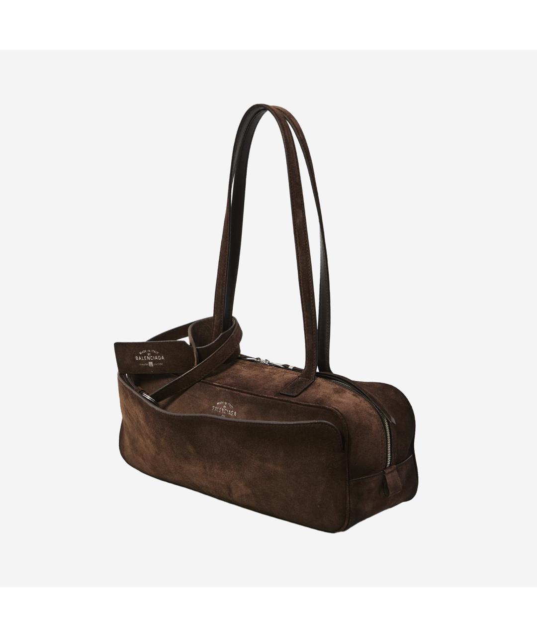 BALENCIAGA Коричневая замшевая сумка через плечо, фото 2