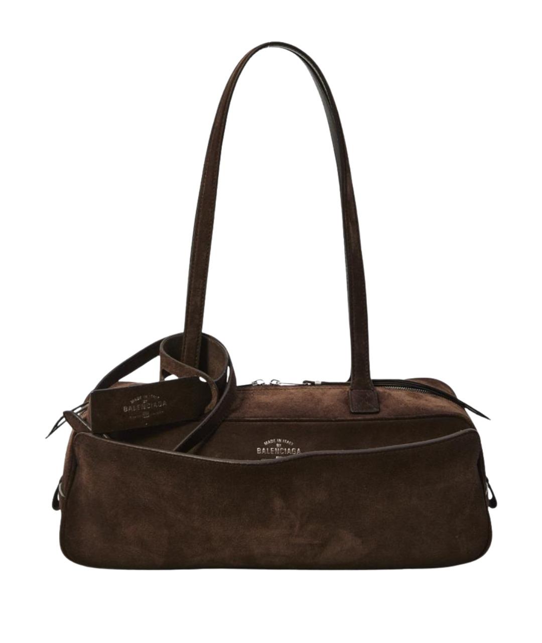 BALENCIAGA Коричневая замшевая сумка через плечо, фото 1