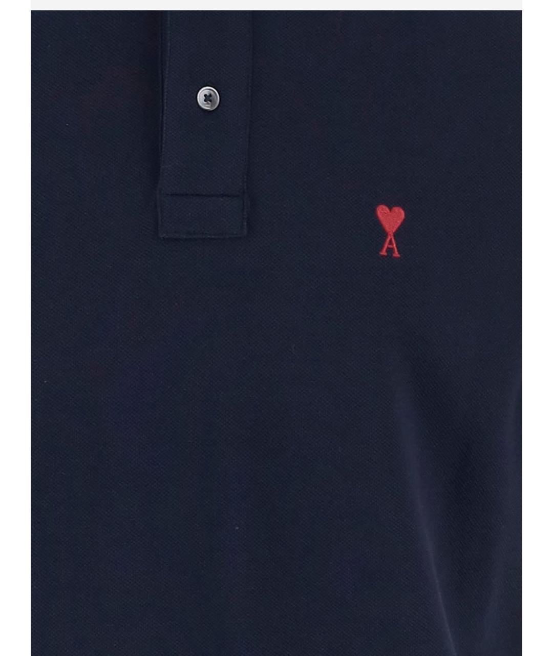 Ami Paris Синее хлопковое поло с коротким рукавом, фото 3