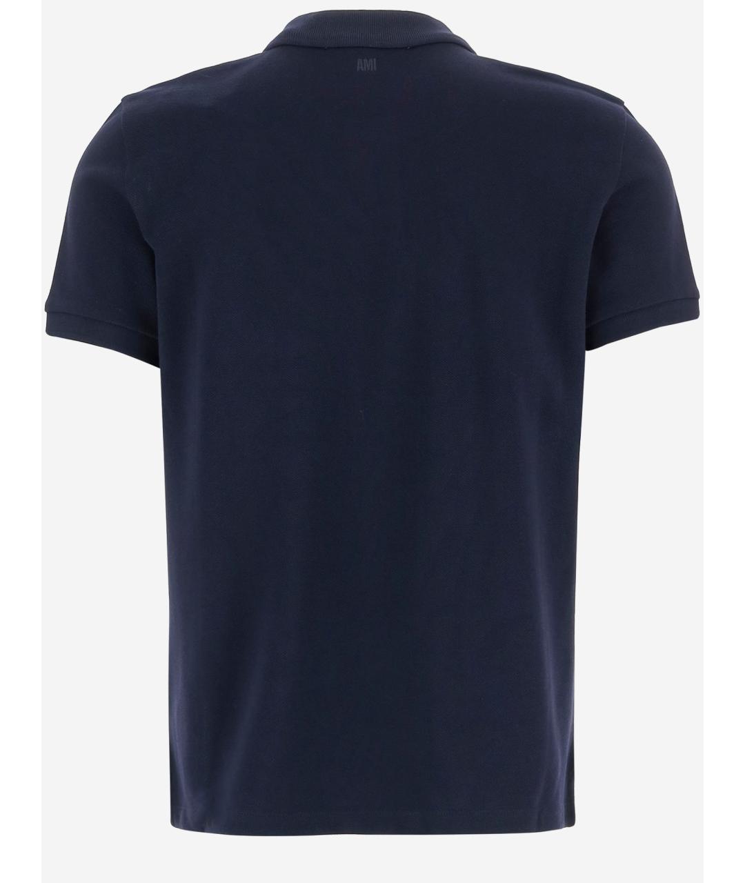 Ami Paris Синее хлопковое поло с коротким рукавом, фото 2