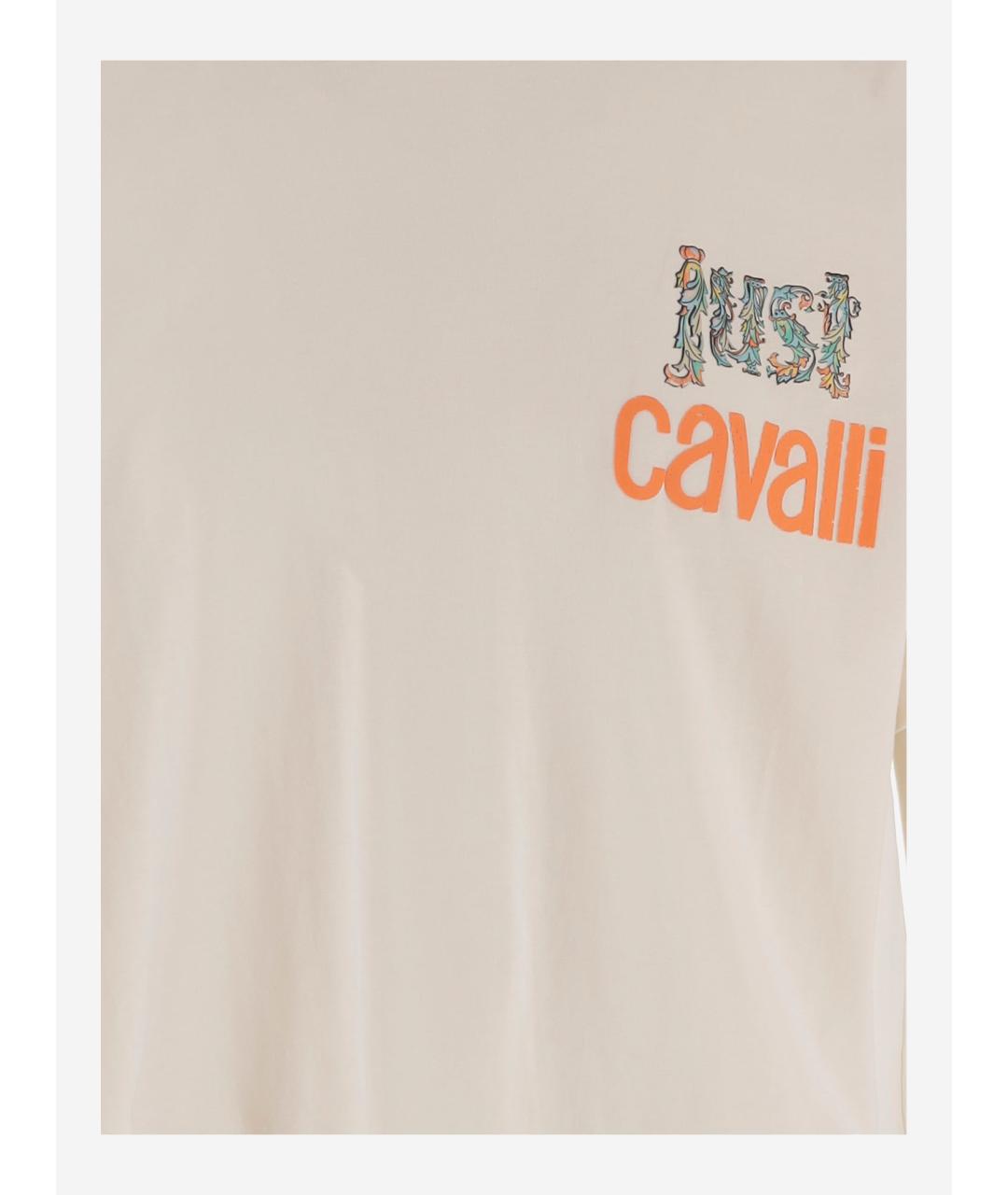 JUST CAVALLI Бежевая хлопковая футболка, фото 3