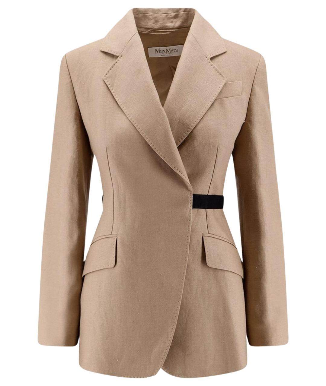 MAX MARA Бежевый льняной жакет/пиджак, фото 1