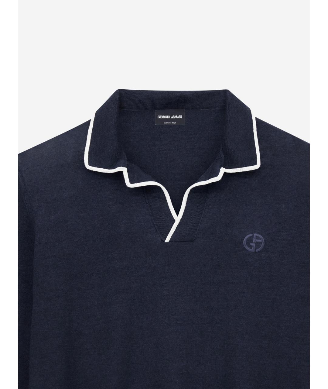 GIORGIO ARMANI Синий льняной джемпер / свитер, фото 3