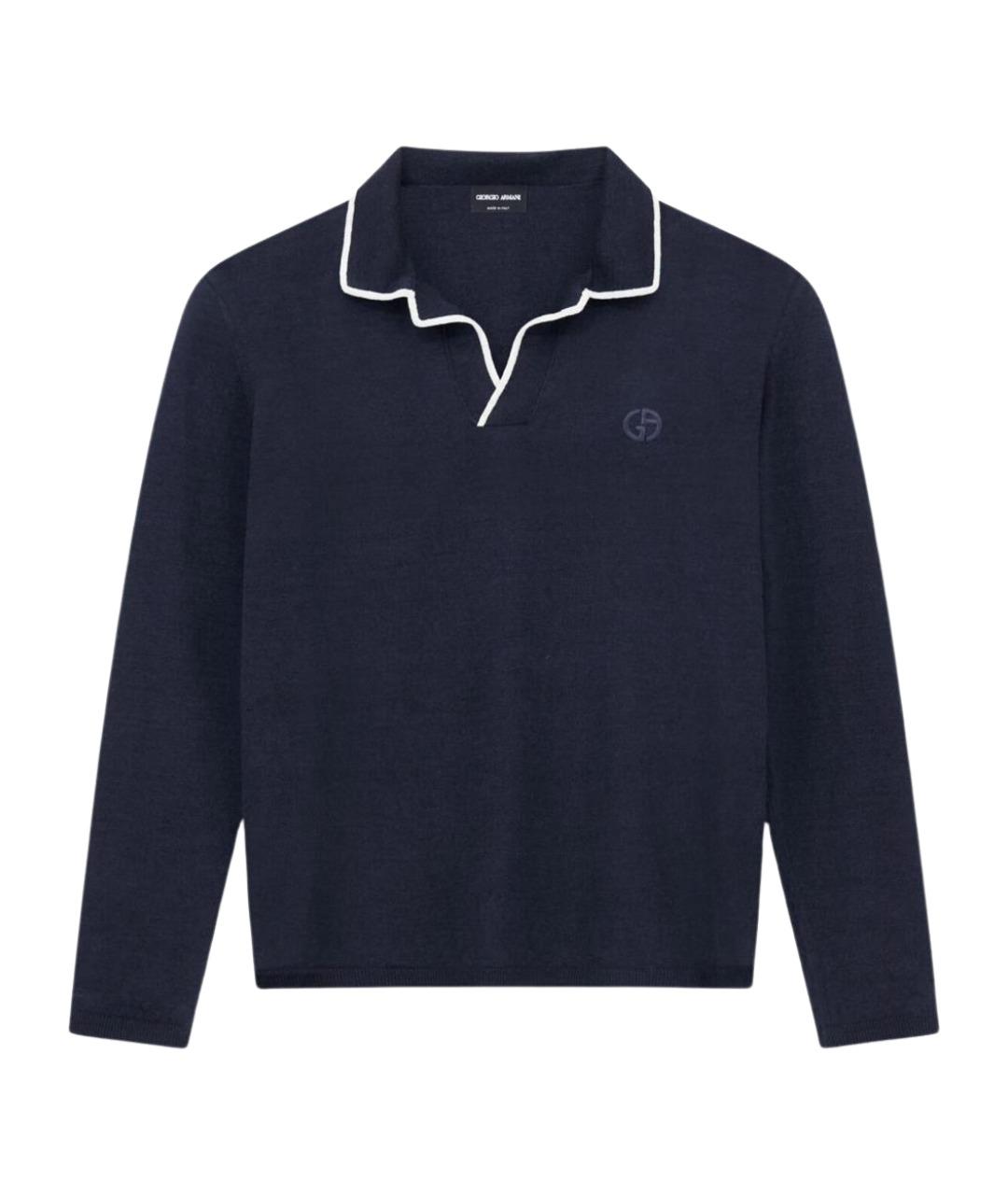 GIORGIO ARMANI Синий льняной джемпер / свитер, фото 1