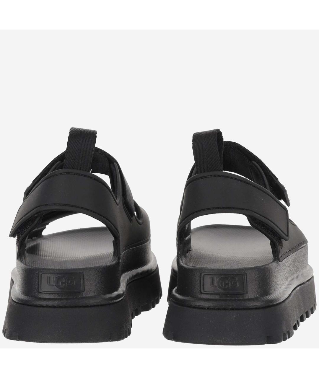 UGG AUSTRALIA Черные босоножки из искусственной кожи, фото 4