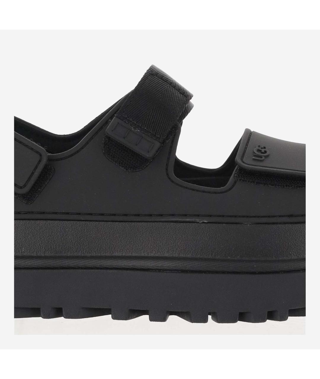 UGG AUSTRALIA Черные босоножки из искусственной кожи, фото 5