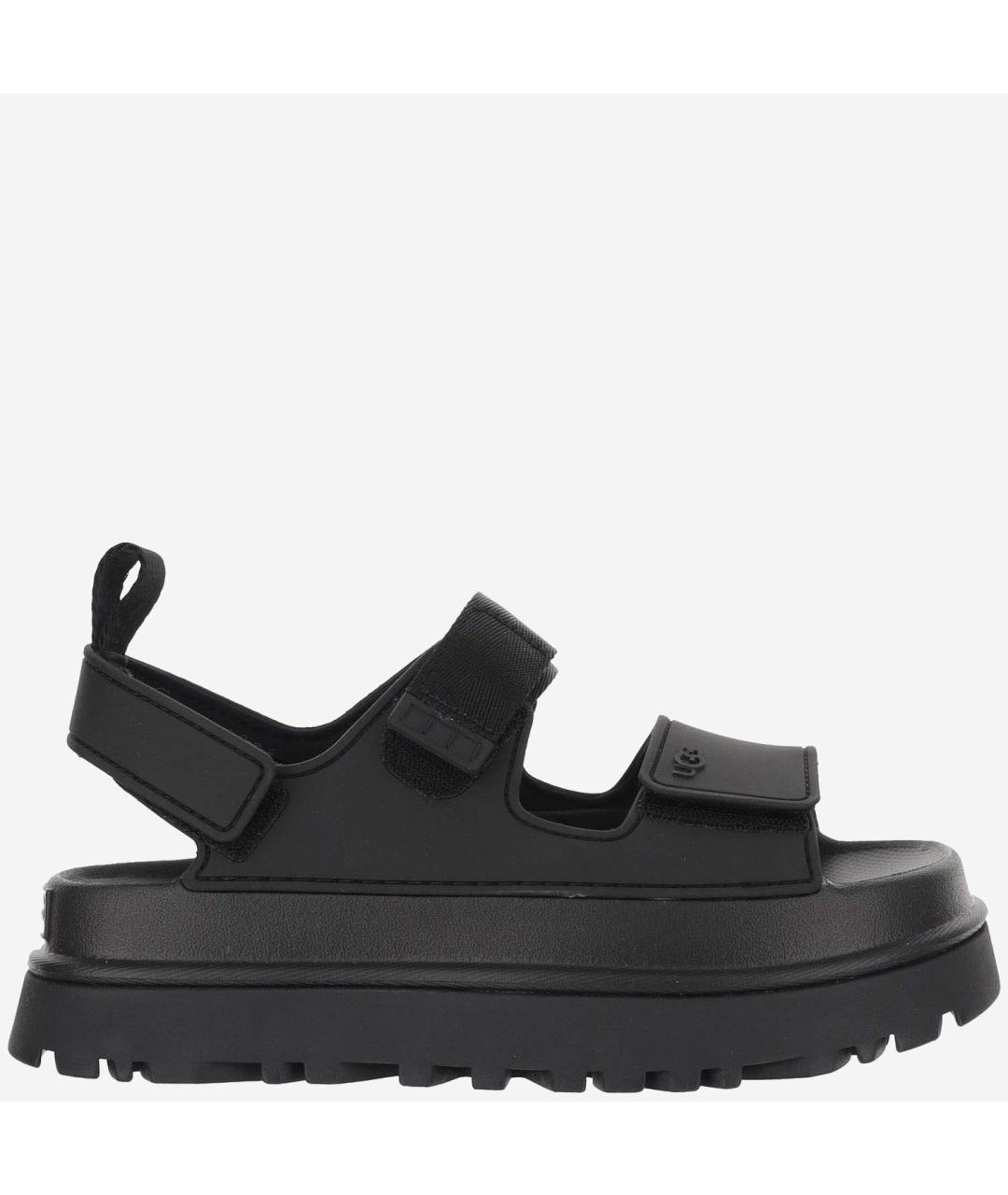 UGG AUSTRALIA Черные босоножки из искусственной кожи, фото 6