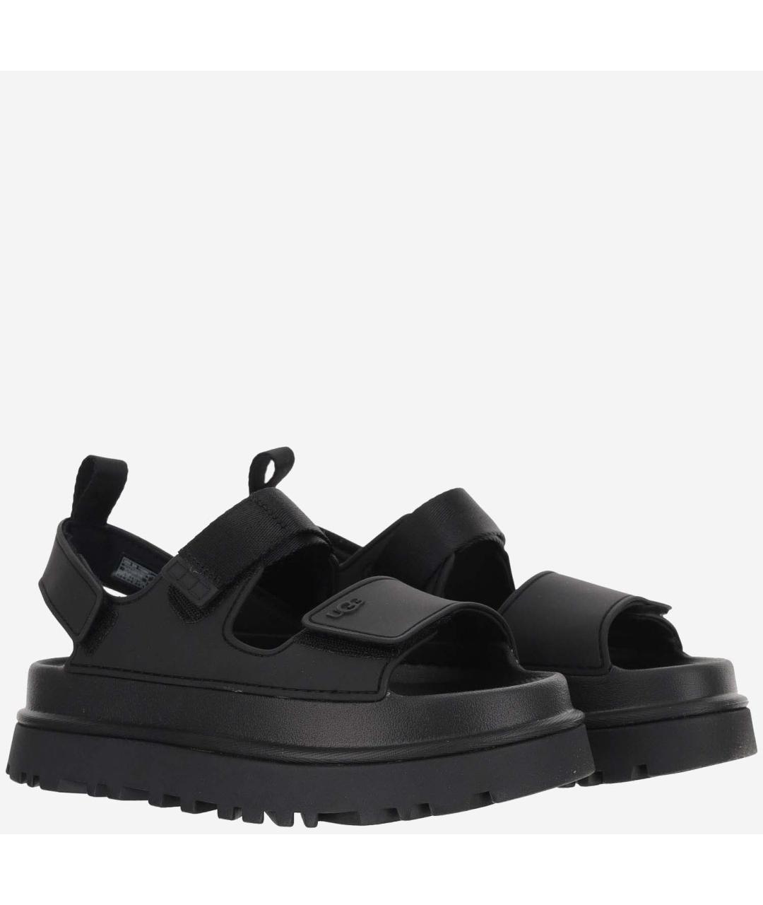 UGG AUSTRALIA Черные босоножки из искусственной кожи, фото 3