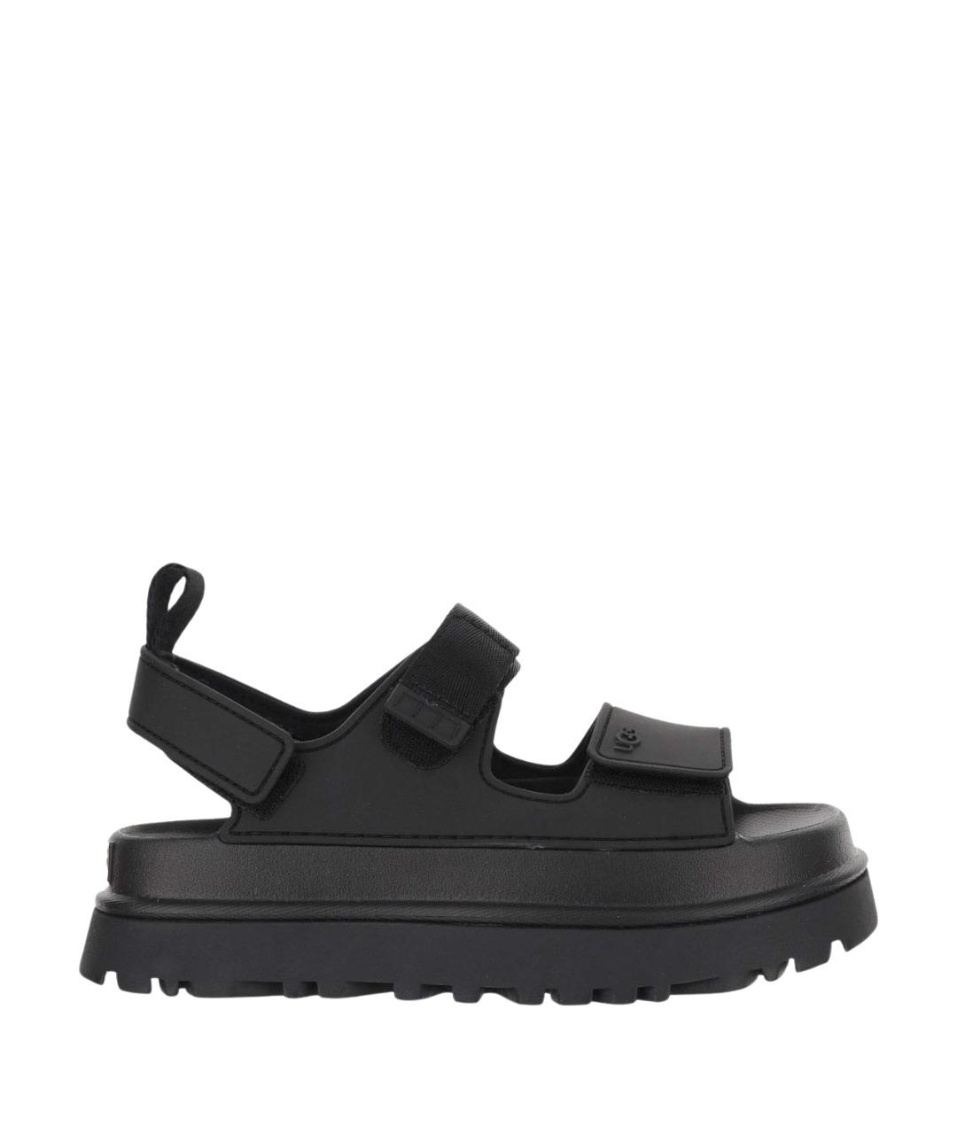 UGG AUSTRALIA Черные босоножки из искусственной кожи, фото 1