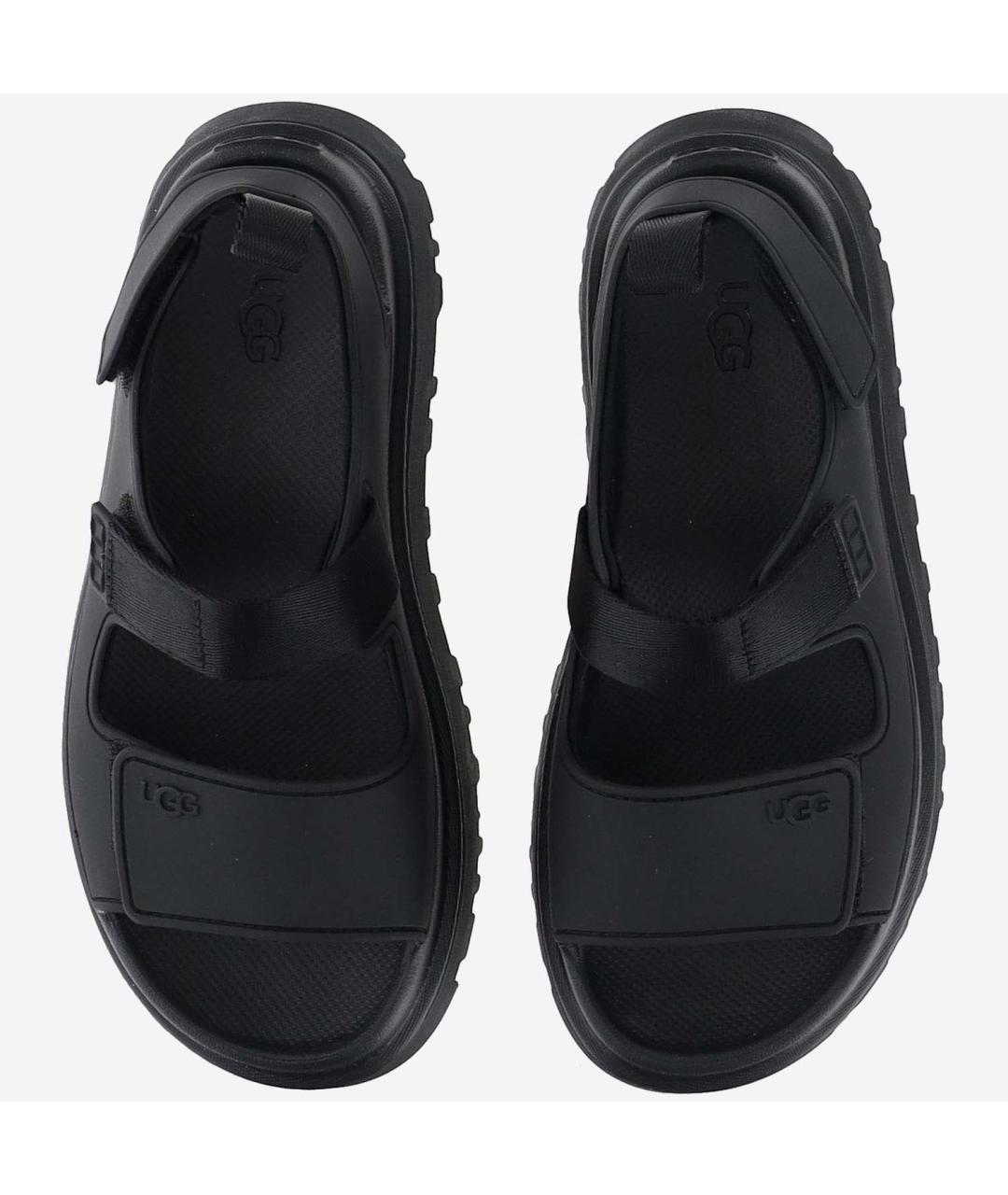 UGG AUSTRALIA Черные босоножки из искусственной кожи, фото 2