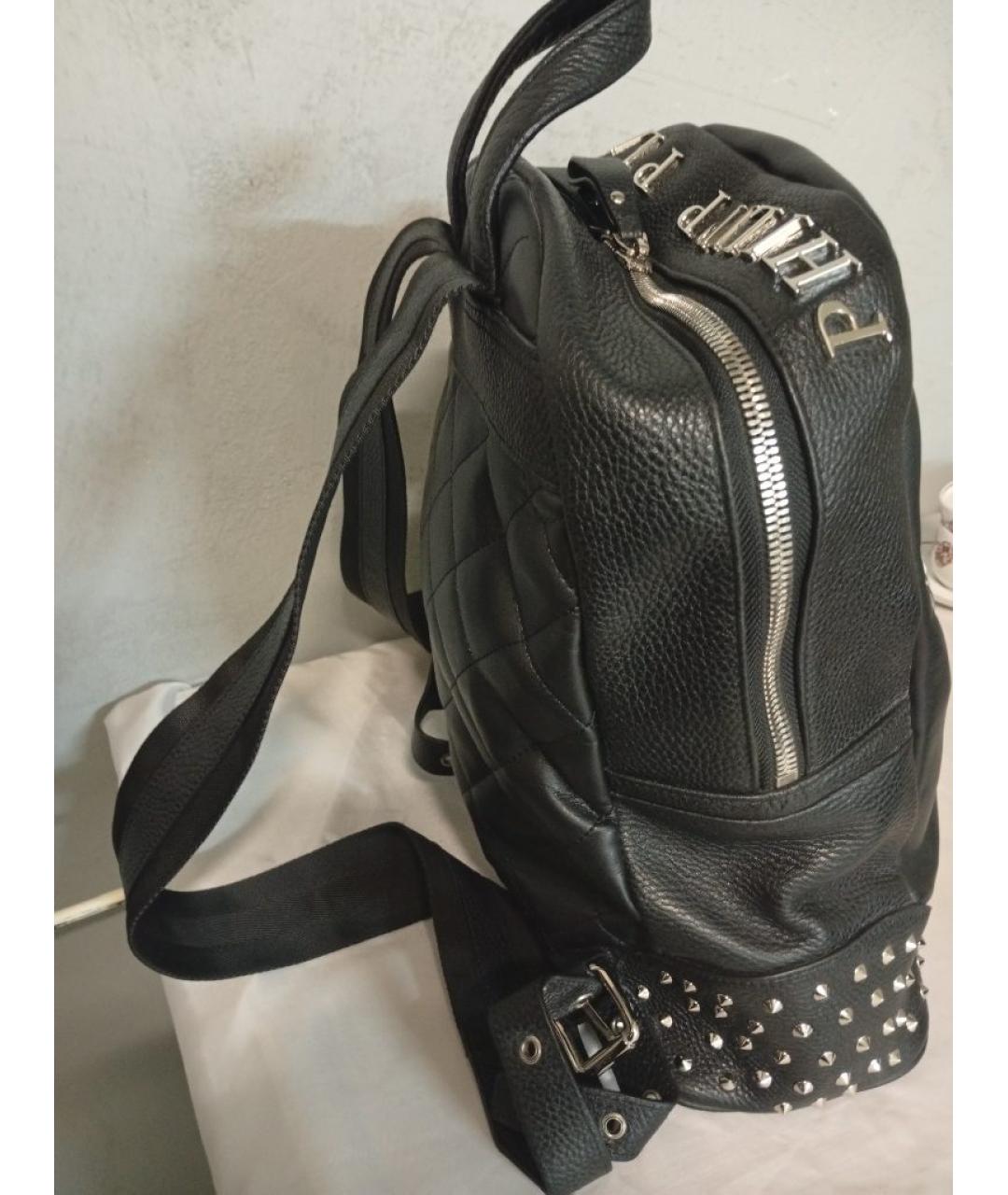 PHILIPP PLEIN Черный кожаный рюкзак, фото 2