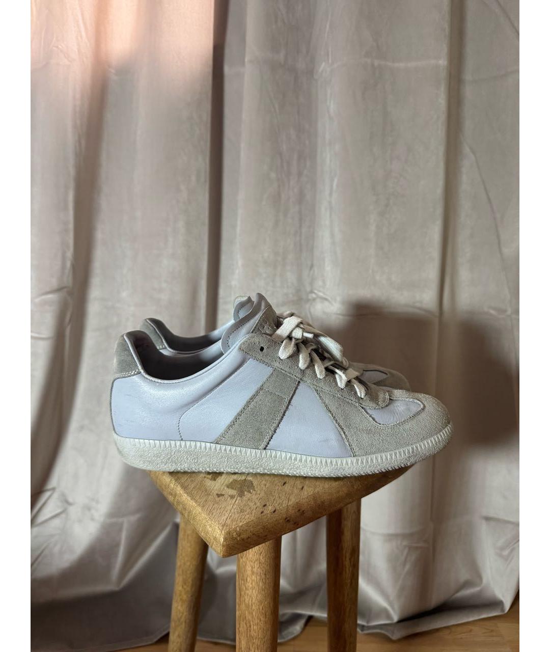 MAISON MARGIELA Голубые кожаные кеды, фото 8