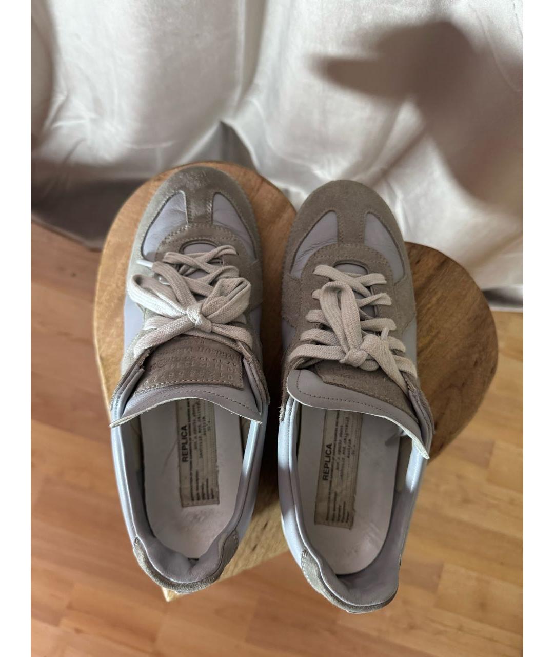 MAISON MARGIELA Голубые кожаные кеды, фото 3