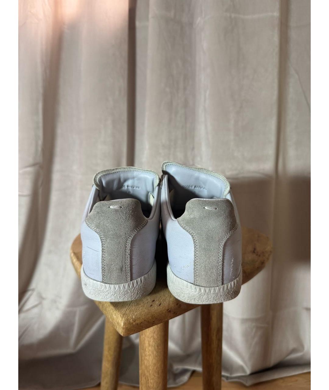 MAISON MARGIELA Голубые кожаные кеды, фото 2