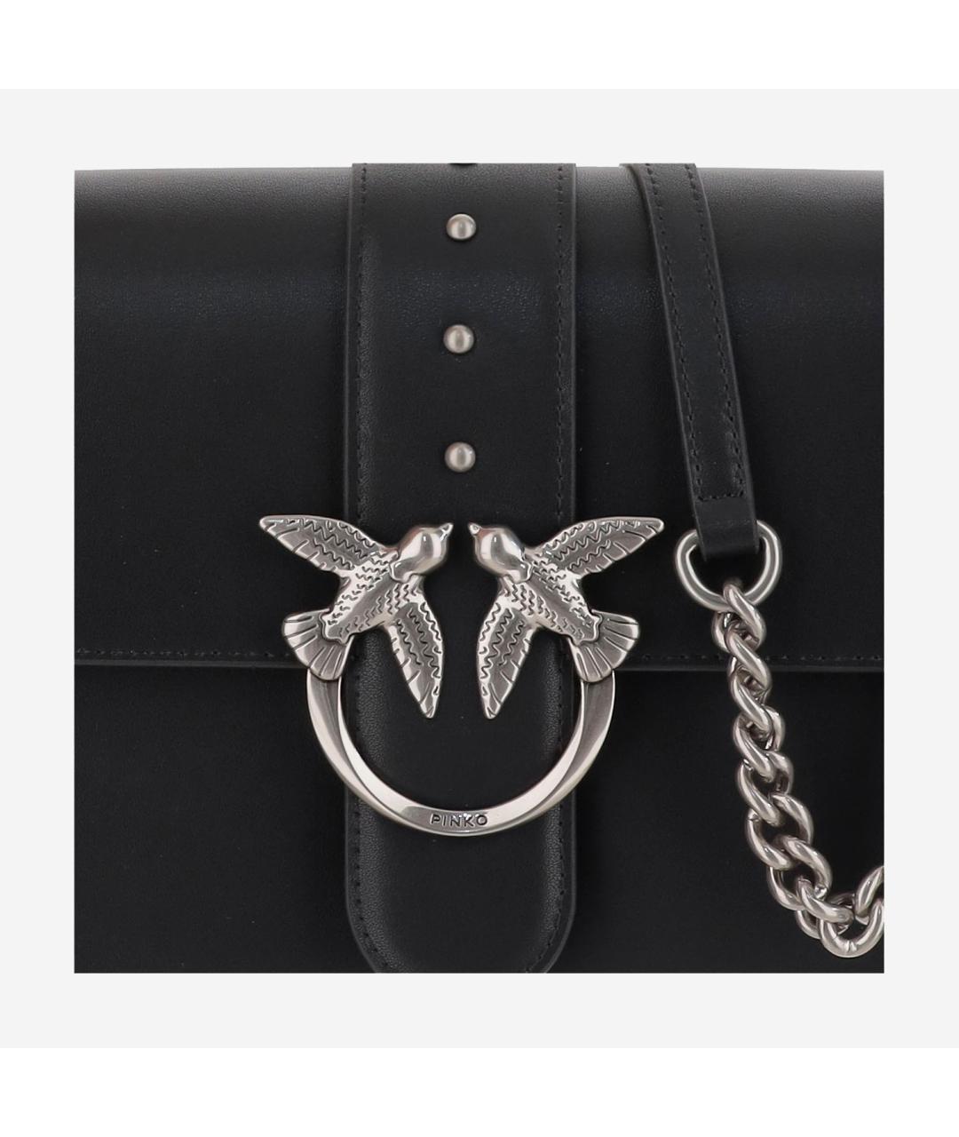 PINKO Черная кожаная сумка через плечо, фото 4