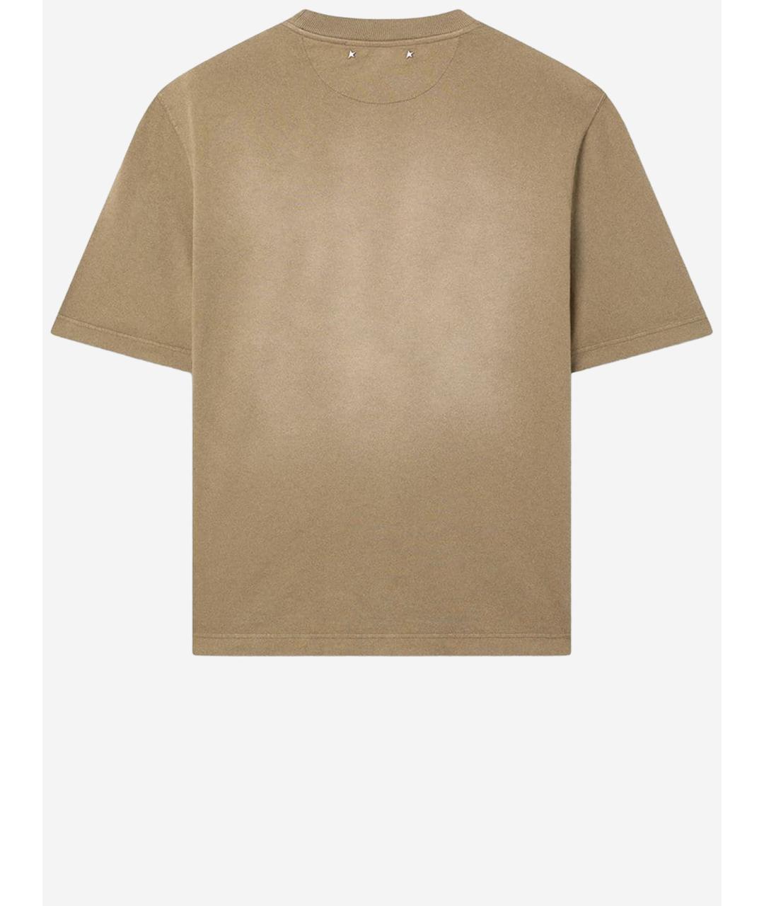 GOLDEN GOOSE DELUXE BRAND Бежевая хлопко-полиэстеровая футболка, фото 2