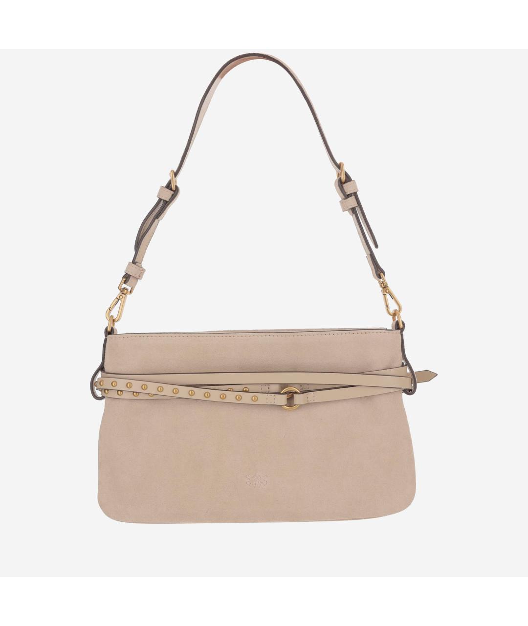 PINKO Бежевая замшевая сумка через плечо, фото 3